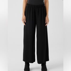 Eileen Fisher Black Georgette Wide Leg Pants